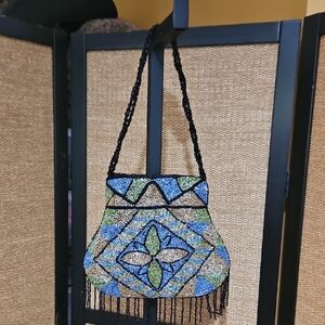 Artistic Mosaic Beaded Shoulder Bag
